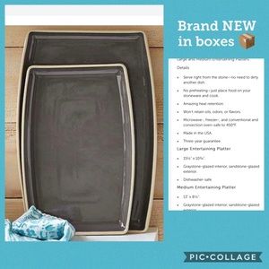 NIB Pampered Chef Glazed Stoneware Platters